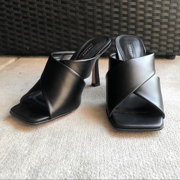 Square Toe Cross Strap Mules - Picture 3 of 11